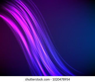 Glowing futuristic lines in dark space with stars concept. Energy technology idea. Design elements business presentation template. Vector illustration EPS10 for banners background, backdrop glow light