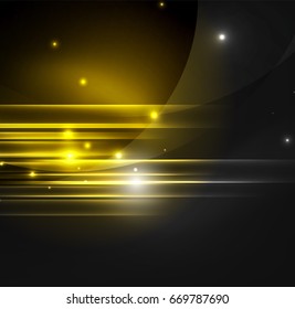 Glowing futuristic lines in the dark space with stars concept. Energy technology idea