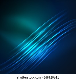 Glowing futuristic lines in the dark space with stars concept. Energy technology idea