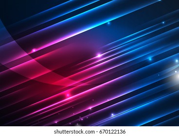 Glowing futuristic lines in the dark space with stars concept. Energy technology idea