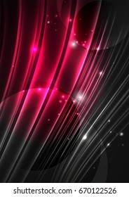 Glowing futuristic lines in the dark space with stars concept. Energy technology idea