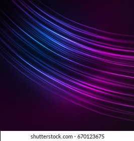 Glowing futuristic lines in the dark space with stars concept. Energy technology idea