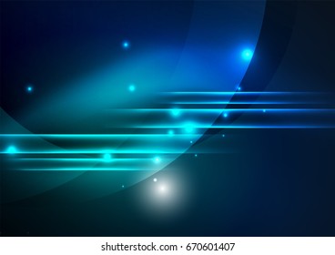 Glowing futuristic lines in the dark space with stars concept. Energy technology idea