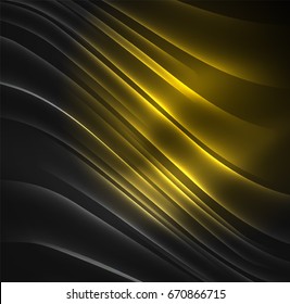 Glowing futuristic lines in the dark space with stars concept. Energy technology idea