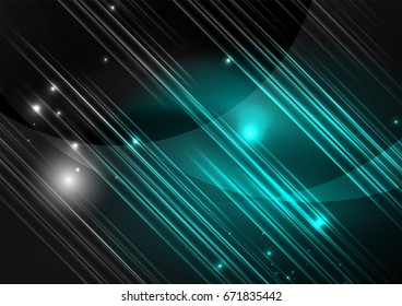 Glowing futuristic lines in the dark space with stars concept. Energy technology idea
