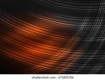 Glowing futuristic lines in the dark space with stars concept. Energy technology idea