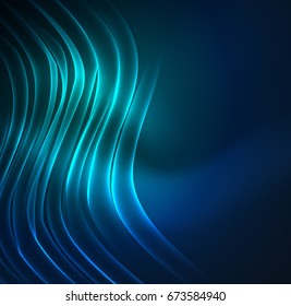 Glowing futuristic lines in the dark space with stars concept. Energy technology idea