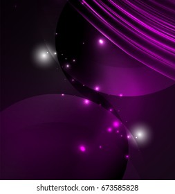 Glowing futuristic lines in the dark space with stars concept. Energy technology idea