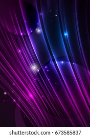 Líneas futuristas brillantes en el espacio oscuro con el concepto de estrellas. Idea de tecnología energética