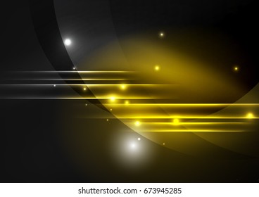 Glowing futuristic lines in the dark space with stars concept. Energy technology idea