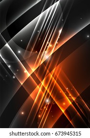 Glowing futuristic lines in the dark space with stars concept. Energy technology idea