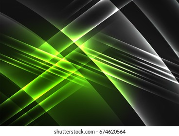 Glowing futuristic lines in the dark space with stars concept. Energy technology idea