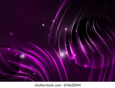 Glowing futuristic lines in the dark space with stars concept. Energy technology idea