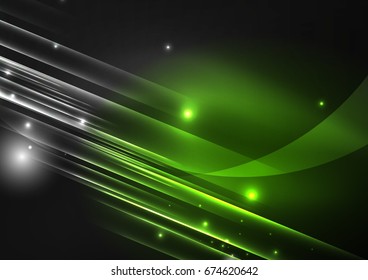 Líneas futuristas brillantes en el espacio oscuro con el concepto de estrellas. Idea de tecnología energética