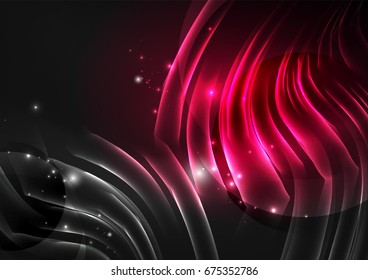 Glowing futuristic lines in the dark space with stars concept. Energy technology idea