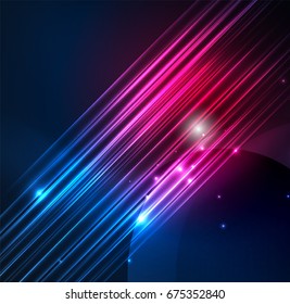 Glowing futuristic lines in the dark space with stars concept. Energy technology idea