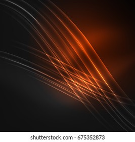Glowing futuristic lines in the dark space with stars concept. Energy technology idea