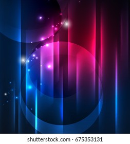 Glowing futuristic lines in the dark space with stars concept. Energy technology idea