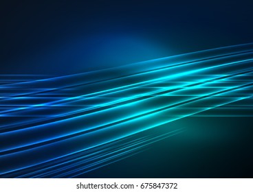 Glowing futuristic lines in the dark space with stars concept. Energy technology idea