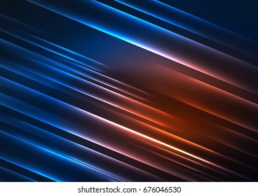 Glowing futuristic lines in the dark space with stars concept. Energy technology idea