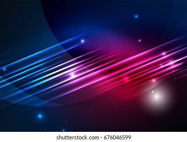 Glowing futuristic lines in the dark space with stars concept. Energy technology idea