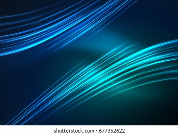 Glowing futuristic lines in the dark space with stars concept. Energy technology idea
