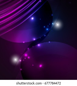 Glowing futuristic lines in the dark space with stars concept. Energy technology idea