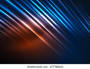 Glowing futuristic lines in the dark space with stars concept. Energy technology idea