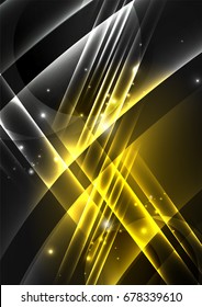 Glowing futuristic lines in the dark space with stars concept. Energy technology idea