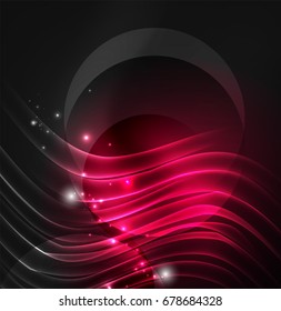 Glowing futuristic lines in the dark space with stars concept. Energy technology idea