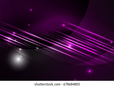 Glowing futuristic lines in the dark space with stars concept. Energy technology idea