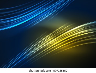 Líneas futuristas brillantes en el espacio oscuro con el concepto de estrellas. Idea de tecnología energética