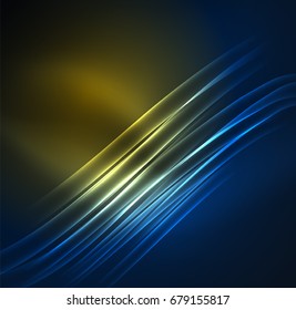 Glowing futuristic lines in the dark space with stars concept. Energy technology idea