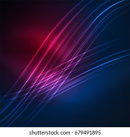 Glowing futuristic lines in the dark space with stars concept. Energy technology idea