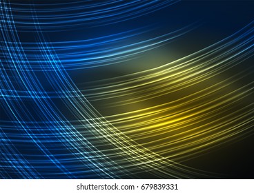 Glowing futuristic lines in the dark space with stars concept. Energy technology idea