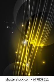 Glowing futuristic lines in the dark space with stars concept. Energy technology idea