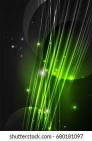 Líneas futuristas brillantes en el espacio oscuro con el concepto de estrellas. Idea de tecnología energética