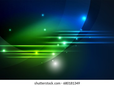 Glowing futuristic lines in the dark space with stars concept. Energy technology idea