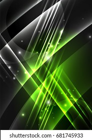 Glowing futuristic lines in the dark space with stars concept. Energy technology idea