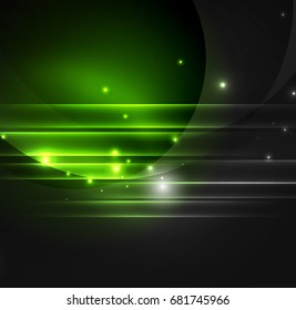 Glowing futuristic lines in the dark space with stars concept. Energy technology idea