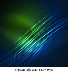 Glowing futuristic lines in the dark space with stars concept. Energy technology idea