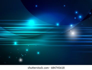 Linhas futuristas brilhantes no espaço escuro com conceito de estrelas. Ideia de tecnologia de energia