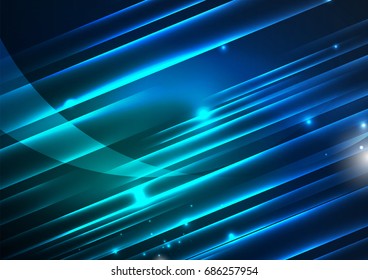 Glowing futuristic lines in the dark space with stars concept. Energy technology idea