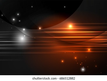 Líneas futuristas brillantes en el espacio oscuro con el concepto de estrellas. Idea de tecnología energética