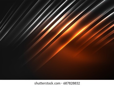 Glowing futuristic lines in the dark space with stars concept. Energy technology idea