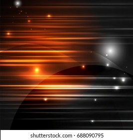 Glowing futuristic lines in the dark space with stars concept. Energy technology idea