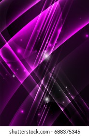 Glowing futuristic lines in the dark space with stars concept. Energy technology idea