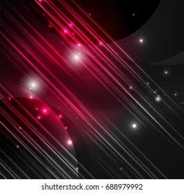 Glowing futuristic lines in the dark space with stars concept. Energy technology idea