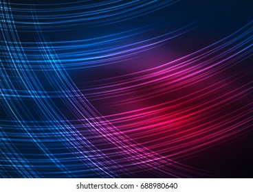 Glowing futuristic lines in the dark space with stars concept. Energy technology idea