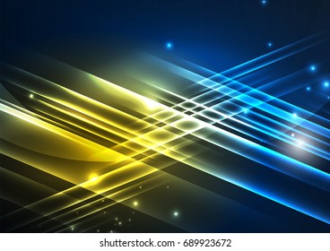 Glowing futuristic lines in the dark space with stars concept. Energy technology idea